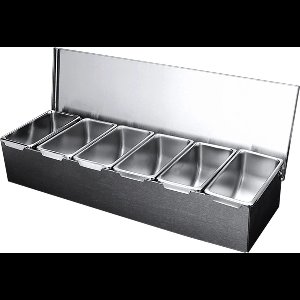 Vostara - Garneerset - Garneer Set Keuken - Garneerset Chef Kok - Aanrecht Organizer - Kruiden Organizer - Keuken Organisatie - Keuken Opslag - Keuken - Bakjes - 450ML - 6 Compartimenten garneer set