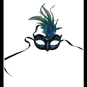 Power Escorts Venetiaans Masker Licht Blauw met Blauwe Steen en Veer