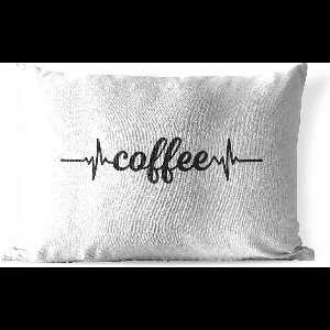 Buitenkussens - Tuin - Koffie quote coffee met een witte achtergrond - 60x40 cm