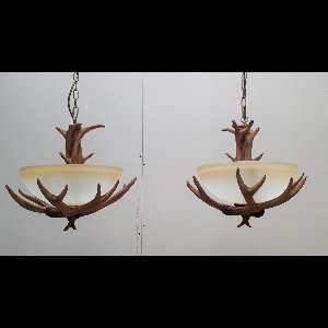 WildChick Hanglamp Eettafel Herten gewei - 6 lichts - 100x45x120cm - Bruin - Glas/Epoxyhars - hanglampen eetkamer, hanglamp landelijk, hanglampen woonkamer, hanglamp serre, hanglamp herten gewei, hanglamp glas