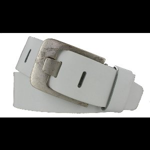 Leren Heren/Dames Riem | 5cm breed | Riemmaat: 115cm (totale lengte: 130cm) | 100% echt leer | Kleur: wit | Nikkelvrije gesp