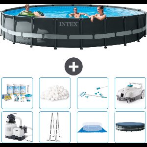 Intex Rond Ultra XTR Frame Zwembad - 610 x 122 cm - Inclusief Pomp - Ladder - Grondzeil - Afdekzeil Onderhoudspakket - Filterbollen - Schoonmaakset - Stofzuiger