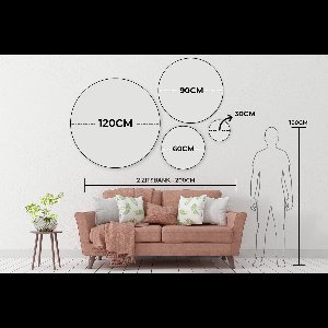 WallCircle - Muurstickers - Behangcirkel - Zee - Pier - Hut - 80x80 cm - Muurcirkel - Zelfklevend - Ronde Behangsticker