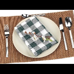 Stoffen servetten 45 x 45 cm rechthoekig set van 12 handwasbaar groen Buffalo-Vichy patroon tafelkleedje eetkamer