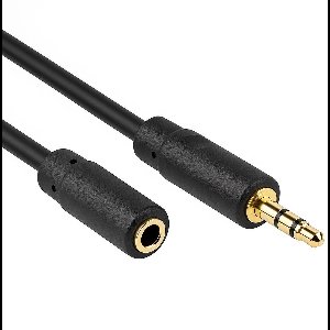 Jack verlengkabel 3.5 mm - Male To Female - Zwart - 1.5 meter - Allteq