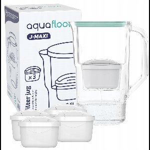 AquaFloow, Waterfilterkan AquaFloow J-MAXI 2,5L - kunststof - vermindert chloor, kalkaanslag en onzuiverheden - set met 5x waterfilters AquaFloow Maxi - munt