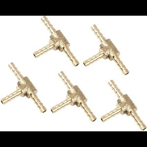 Nordivar - Messing T-stuk adapter voor lucht-, water-, gas- en oliebuizen 4 mm - 5 stuks