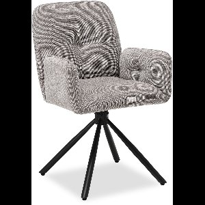 Homestyle4u Eetkamerstoel van Linnen - 1 stuk - Grijs - met armleuningen - draaibaar