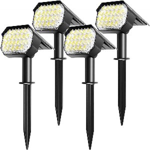 YOZHIQU Buitenverlichting op zonne-energie - Warmwitte solar spotlights - IP67 waterdichtheid - 3 lichtstanden - Geschikt voor buitengebruik, tuinen, gazons, planten, beelden, terrassen, paden, enz. - Set van 4 - 3000K