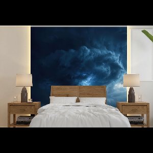 Behang - Fotobehang Tornado - Duister - Wolken - Breedte 350 cm x hoogte 350 cm