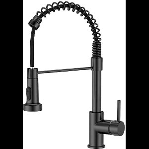 Selbro®, Keukenkraan Zwart, Hogedruk Keuken Mengkraan, Keukenkraan met Handdouche, 360° Draaibare, 2 Waterstraalsoorten met Hoge Boog