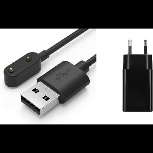 Strap-it USB-A oplader + 5W adapter – geschikt voor Samsung Galaxy Watch Fit 3 – vervangende oplaadkabel & veilige laadadapter (zwart)