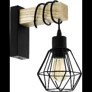 EGLO Townshend 5 Wandlamp - E27 - 27,5 cm - Hout - Zwart/Bruin - FSC Hout