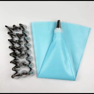 *** 24-Mondjes Blauwe Cake-Garnerspuit, Herbruikbaar voor Taart & Cupcake - van Heble® ***