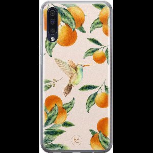 Hoesje geschikt voor Samsung Galaxy A50 - Tropical fruit - Soft Case - TPU - Natuur - Oranje - ELLECHIQ