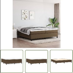 vidaXL Boxspring - Boxspringbed - Boxspring met matras stof donkerbruin 200x200 cm - Tweepersoonsbed - Donkere Bruine Bed - Houten Bed Frame