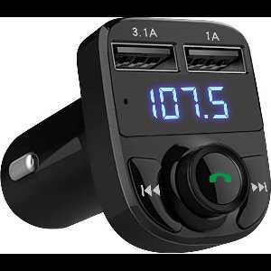 Ntech - Bluetooth FM Transmitter - Autolader - Bluetooth Carkit - Muziek Streamen - Met Volumeknop en Oplaadfunctie Voor 2 Telefoons Tegelijkertijd - Handsfree Bellen - Extra Grote Microfoon - Telefoon Opladen - Spraakbediening