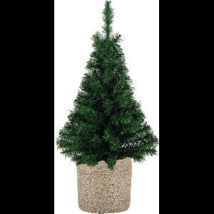 Kunstboom/kunst kerstboom 75 cm met naturel jute pot - Kunstboompjes/kerstboompjes