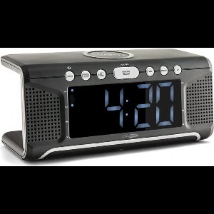 Caliber Wekkerradio - Digitale Wekker - Wekker met Draadloze Oplader - Digitale Wekker met FM-radio - Dual Alarm - Wit Display (HCG008Q)