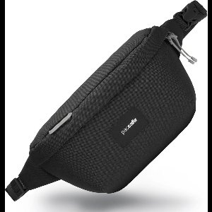 Pacsafe GO Sling Pack - 2.5 L - Schoudertas - RFID-blokkerend - Anti-diefstal Tas - Waterafstotend - Beveiligde Reistas - Festival Tas - Dubbele Beveiligingsgesp met Snelsluiting - Veelzijdige Opbergtas - Gerecycled Polyester - Zwart