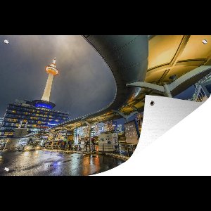 Tuinposter - Tuindoek - Tuinposters buiten - Het hoogste gebouw van Kyoto in Japan tijdens de nacht - 120x80 cm - Tuin