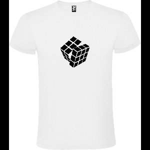 Wit T-Shirt met “ Rubik's Kubus “ afbeelding Zwart Size M