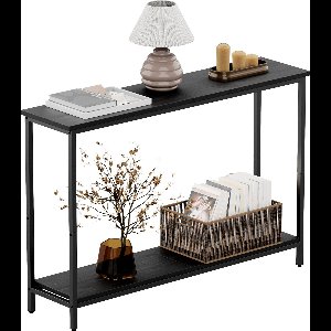 Sidetable - Wandtafel - Haltafel - 120x20x75cm (L x B x H) - Industrieel design - IN.HOMEXL - Garry - Metaal - Hout - Zwart