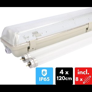 Proventa EcoPlus LED TL Balken dubbel 4 x 120 cm - Waterdicht & Slagvast - 4Pack