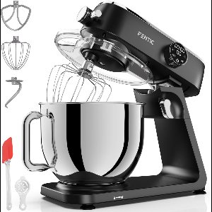 Fentic Keukenmachine 1800W, 7l RVS Mengkom, Keukenrobot met Alunimium Behuizing, Incl. Menghaak, Garde, Deeghaak en Extra Accessoires, Met Timer en 10 Snelheden