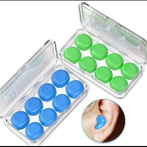 YOZHIQU Oordopjes geschikt voor slapen en zwemmen - 16 paar - Oordopjes geschikt voor slapen - Herbruikbaar - Zeer vormbaar - Zachte siliconen oordopjes - Geschikt voor anti-snurken en gehoorbescherming in vliegtuigen - Blauw en groen