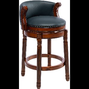 Merax Luxe Houten Barstoel – 360° Draaifunctie – Echt Leren Barstoel met Rugleuning – Comfortabele Aanrechthoogte Kruk voor Keuken – Eetkamer – Bar – Blauw