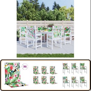 vidaXL - Stoelkussens - 6 - st - lage - rug - stof - meerkleurig