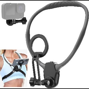 Magnetische nektelefoonhouder voor opnames- POV Vlog magnetisch nekstatief met trillingsdempende borstband- POV-telefoonhouder- telefoonkettinghouder Geschikt voor iPhone 15- 14- 13 en 12-serie- grijs-Mobiele telefoonhouder