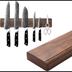 Dastium Home - Magnetische Messenhouder - Messenmagneet Van Walnotenhout - Magnetische Messenstrip - Keuken Magneetstrip - 46cm - Inclusief Bevestigingsmateriaal