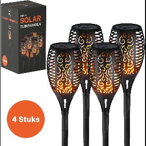 Solar Tuinfakkels - 4 stuks – 51 cm - Tuinverlichting op zonne-energie - Kerstverlichting buiten - Solar tuinverlichting - Tuinlantaarns - Padverlichting - LED – Buitenverlichting