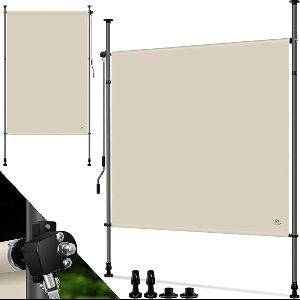 Klemzonnescherm – 200×310 cm – verticale zonwering / zonnescherm – uittrekbaar – beige