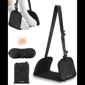 Premiumsy Voetensteun Vliegtuig Set - Voetensteun voor op Reis - Voetenhangmat - Voetkussen - Ook voor Bus en Trein - Reisaccessoire - Inclusief Slaapmasker en Oordopjes