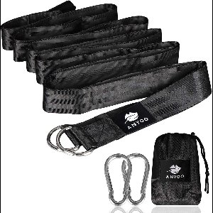 Anyoo Hammock belts, durable tree swing straps 300cm long, hanging kit with Strudy steel carabiners, easy and fast, for garden backyard park camping outdoor activities
