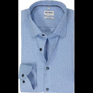 OLYMP Level 5 body fit overhemd - structuur - lichtblauw - Strijkvriendelijk - Boordmaat: 40
