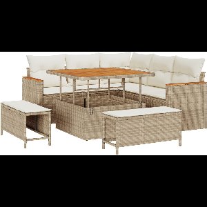 vidaXL - Tuinbank - Set - 8 - pcs - Beige - poly - rattan