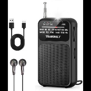 Transnect® - Draagbare Noodradio - Zwart - AM/FM - Oplaadbaar & Op Batterijen - Koptelefoonaansluiting - Draagbare Radio - Wereldradio - Noodpakket Must Have - Zakradio - Voor Rampen - Kleine - Transistor Radio - Telescopische Antenne
