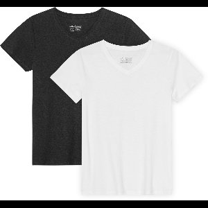 DANISH ENDURANCE T-Shirt - V-Hals - Dames - Wit/Zwart - 2-pack - Maat M