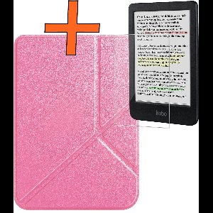 Hoesje Geschikt voor Kobo Clara Colour Hoes Book Case Trifold - Hoes Geschikt voor Kobo Clara Colour Hoesje Book Cover Met Screenprotector - Roze