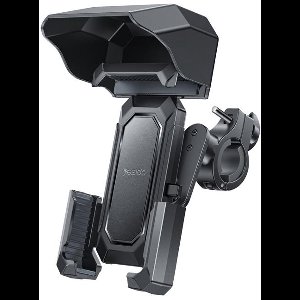 YESIDO C331 – Telefoonhouder voor Fiets, Motor, Step of Fatbike – Universeel – Zonnescherm – Sterke Grip – Zwart