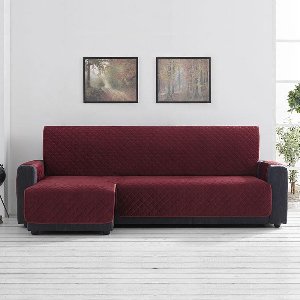 Belmarti® Bankbeschermer Velvet Chaise Longue Links 240cm breed - Rood - Soft Touch - Anti-slip onderkant - Premium kwaliteit uit Europa