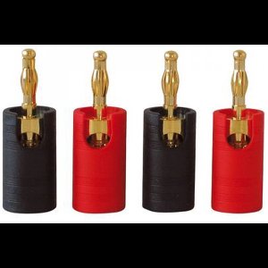 Dynavox 4-delige Banaanstekker male set - verguld - Rood/Zwart