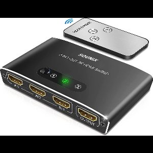 Sounix HDMI Switch - 3 in 1 uit Met afstandsbediening - Ondersteunt 4K - Aluminium