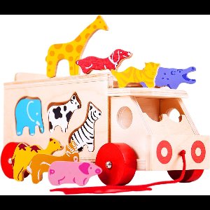 Bigjigs - vormenwagen - Dieren