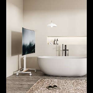 TV Standaard Verrijdbaar Wit Goedkoop - Stevige Basis - Voor zakelijke & thuis