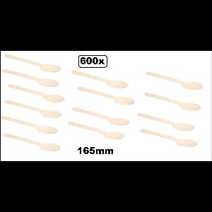 600x houten lepel naturel 165mm next generation - Bestek soep lepel duurzaam hout